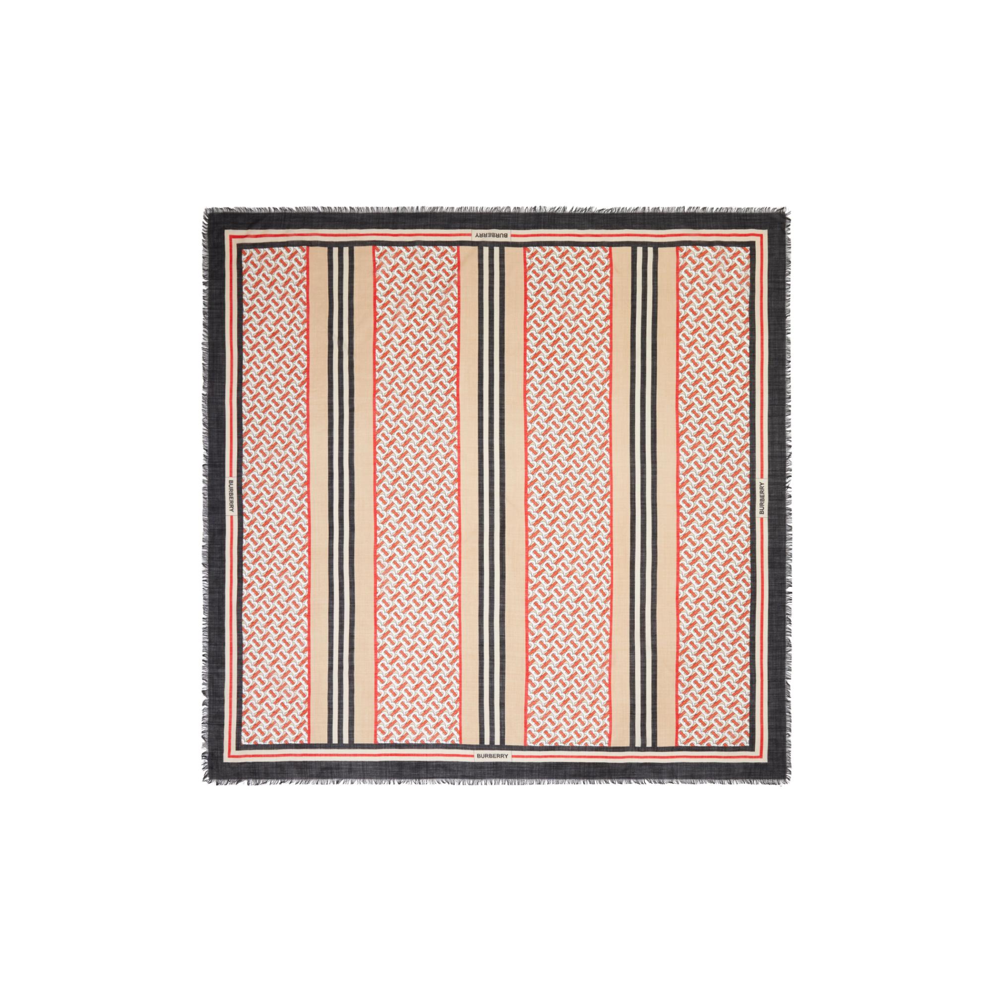 몽타주 프린트 울 실크 라지 스퀘어 스카프