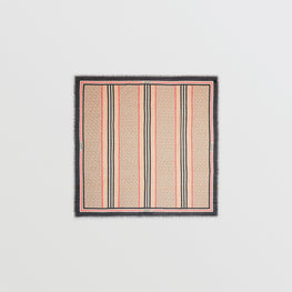 몽타주 프린트 울 실크 라지 스퀘어 스카프