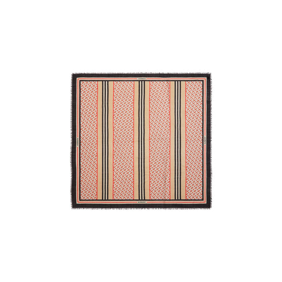 몽타주 프린트 울 실크 라지 스퀘어 스카프