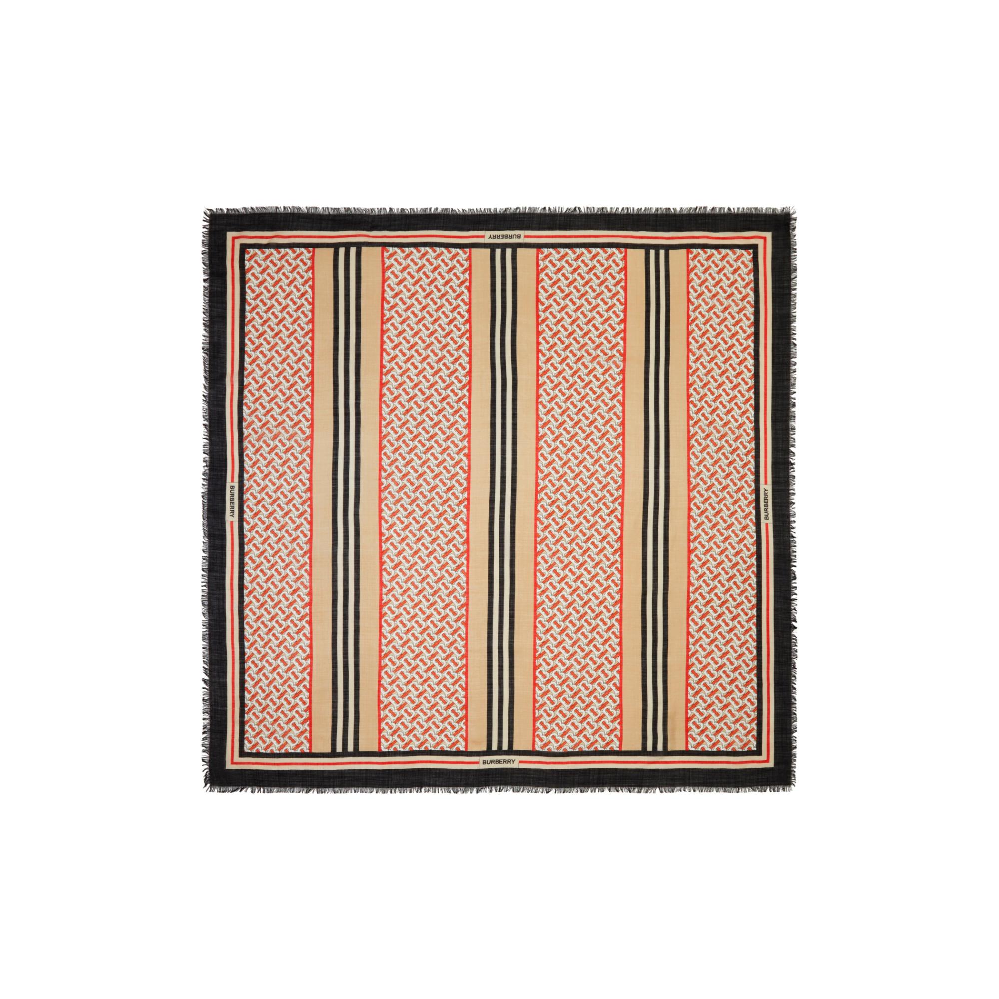 몽타주 프린트 울 실크 라지 스퀘어 스카프