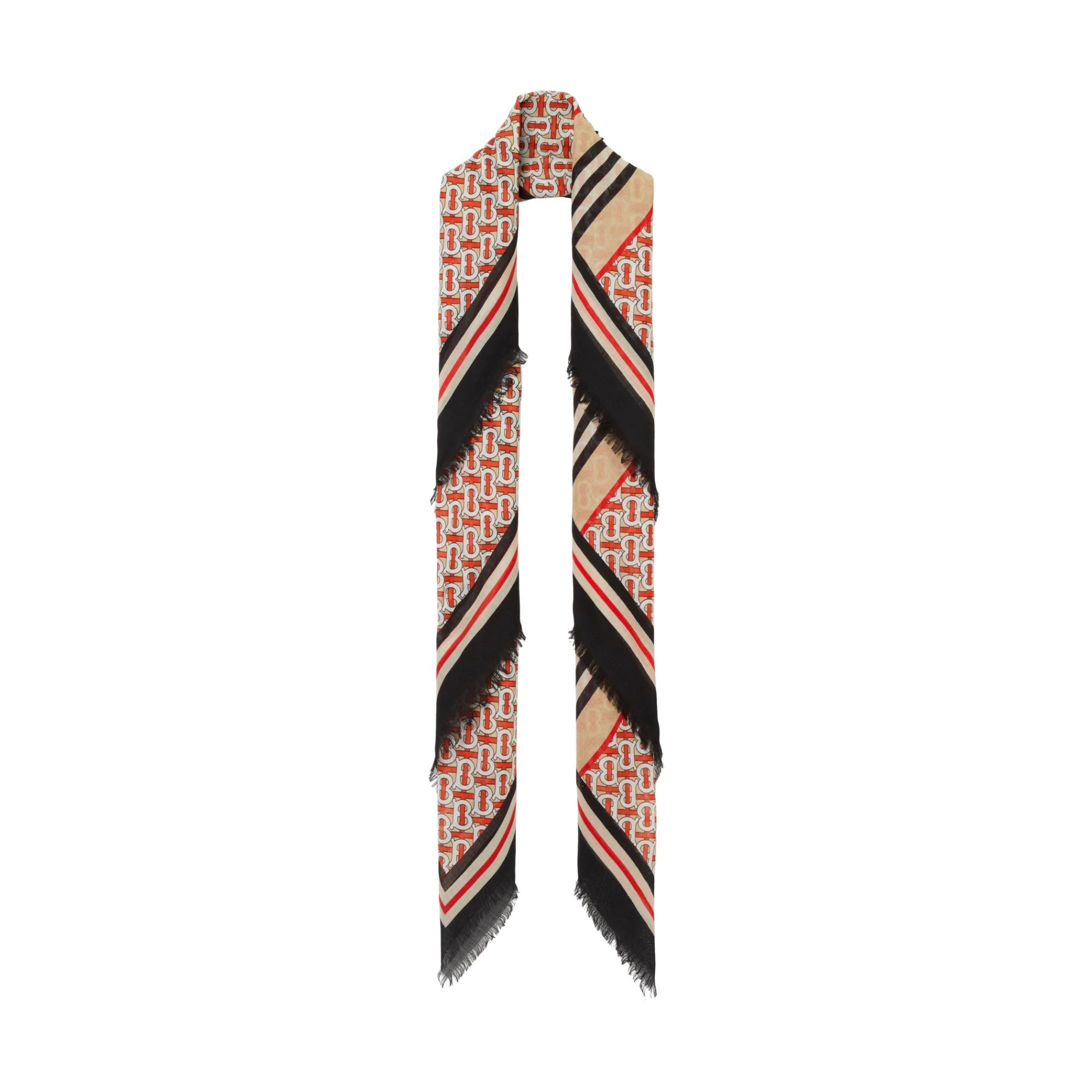 몽타주 프린트 울 실크 라지 스퀘어 스카프