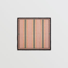 몽타주 프린트 울 실크 라지 스퀘어 스카프