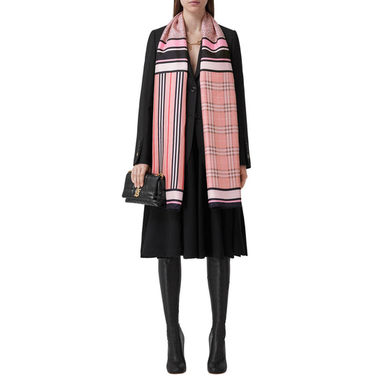 몽타주 프린트 실크 스카프