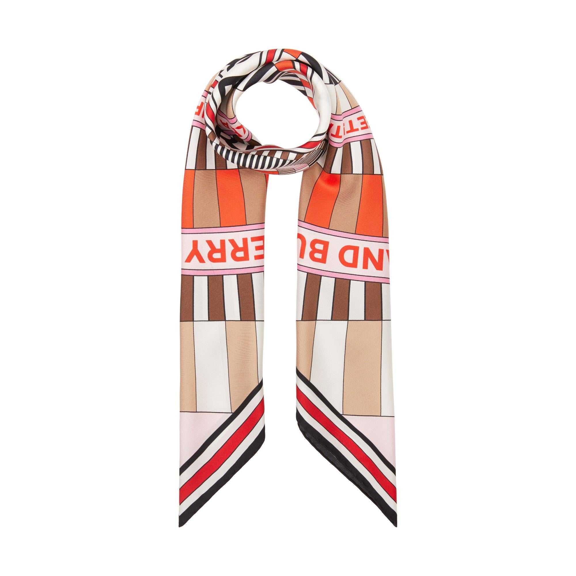 타일 프린트 실크 스퀘어 스카프