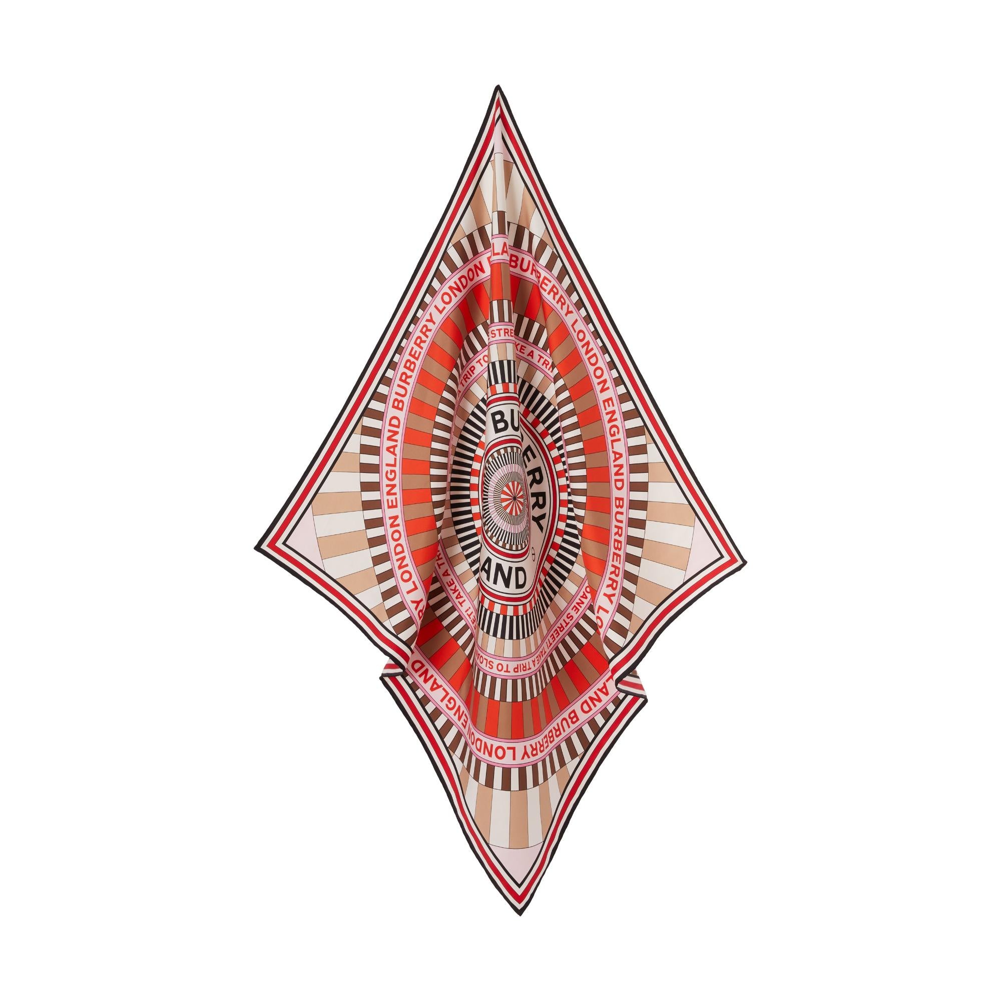 타일 프린트 실크 스퀘어 스카프