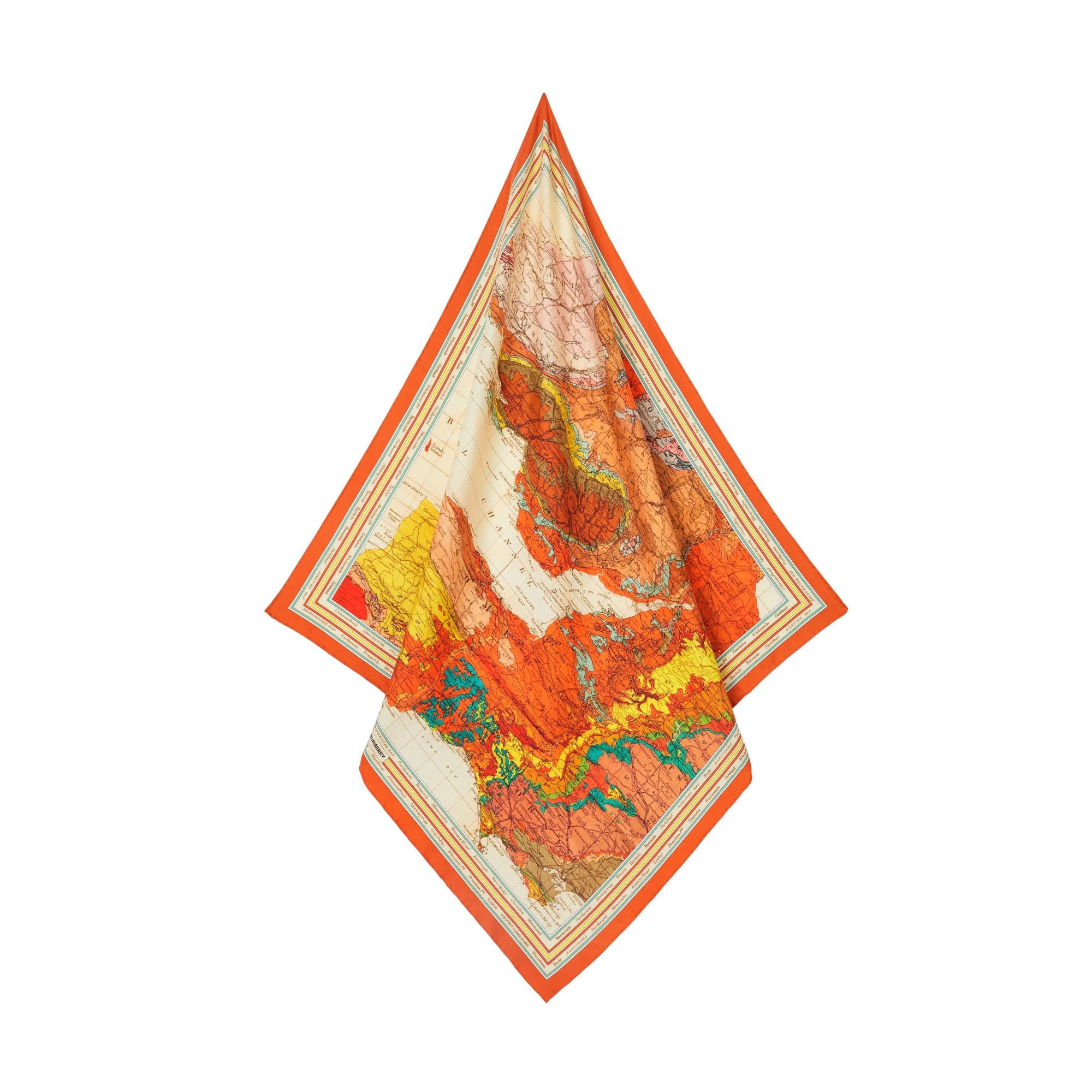 지도 프린트 실크 스퀘어 스카프