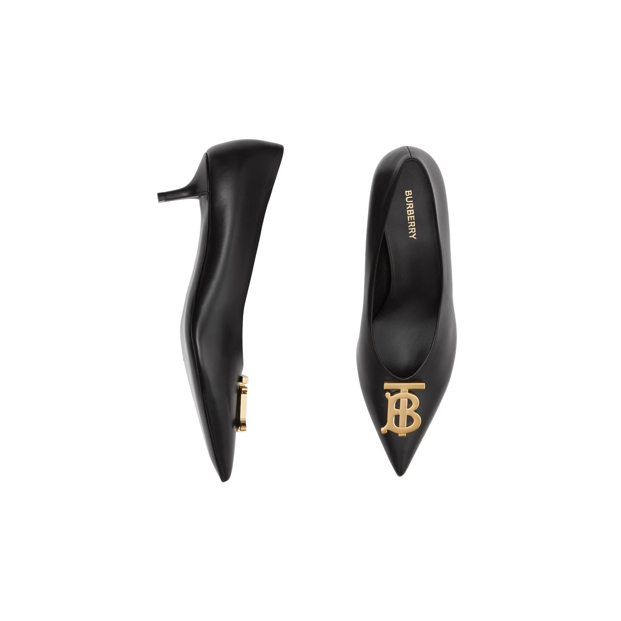 모노그램 모티프 포인트 토 펌프스