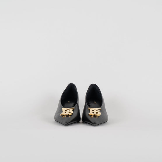 모노그램 모티프 포인트 토 펌프스