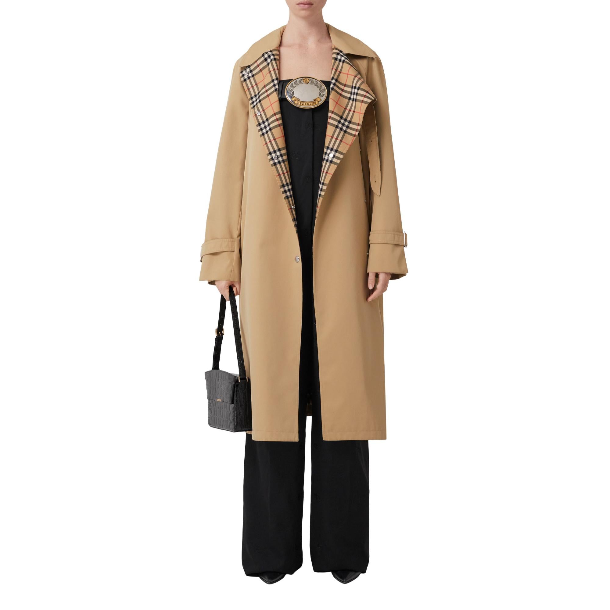 드로스트링 디테일 코튼 개버딘 카 코트