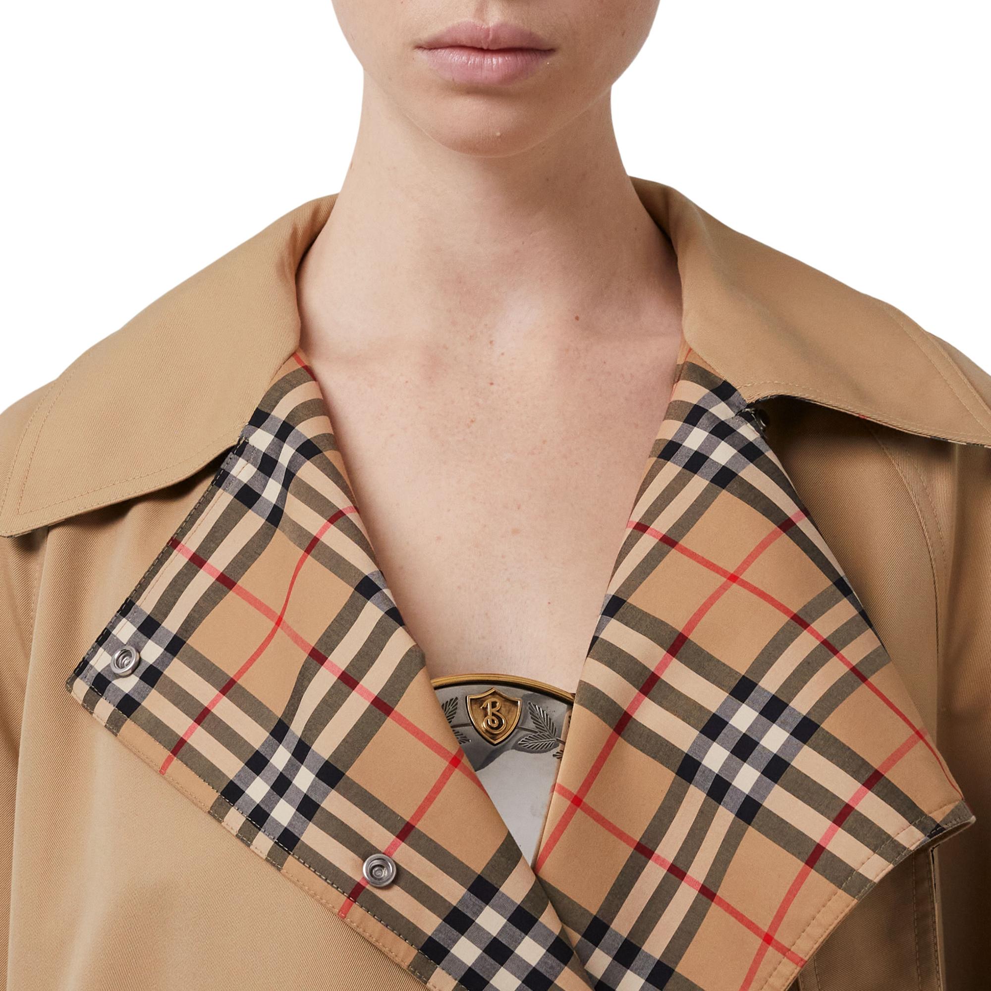 드로스트링 디테일 코튼 개버딘 카 코트