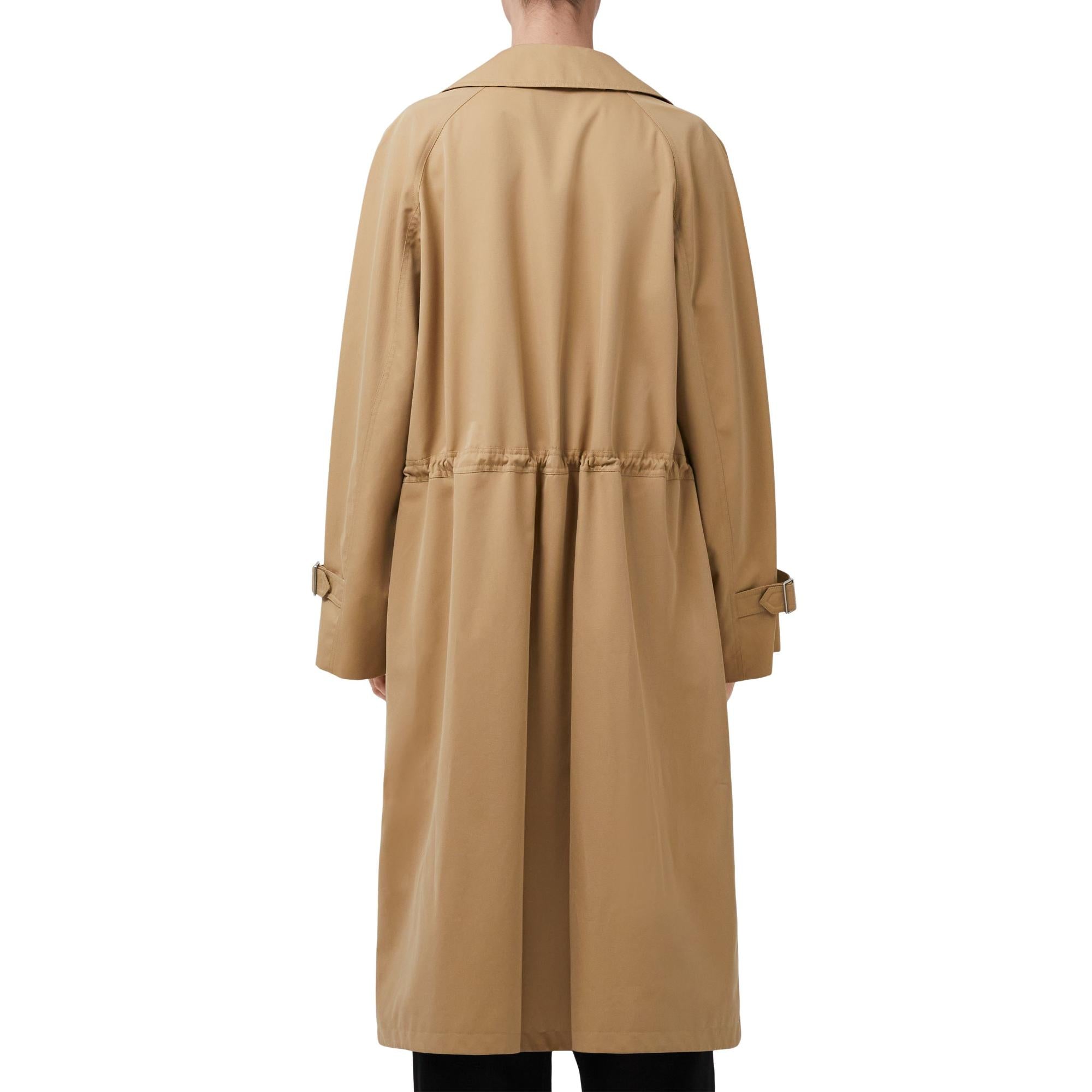 드로스트링 디테일 코튼 개버딘 카 코트