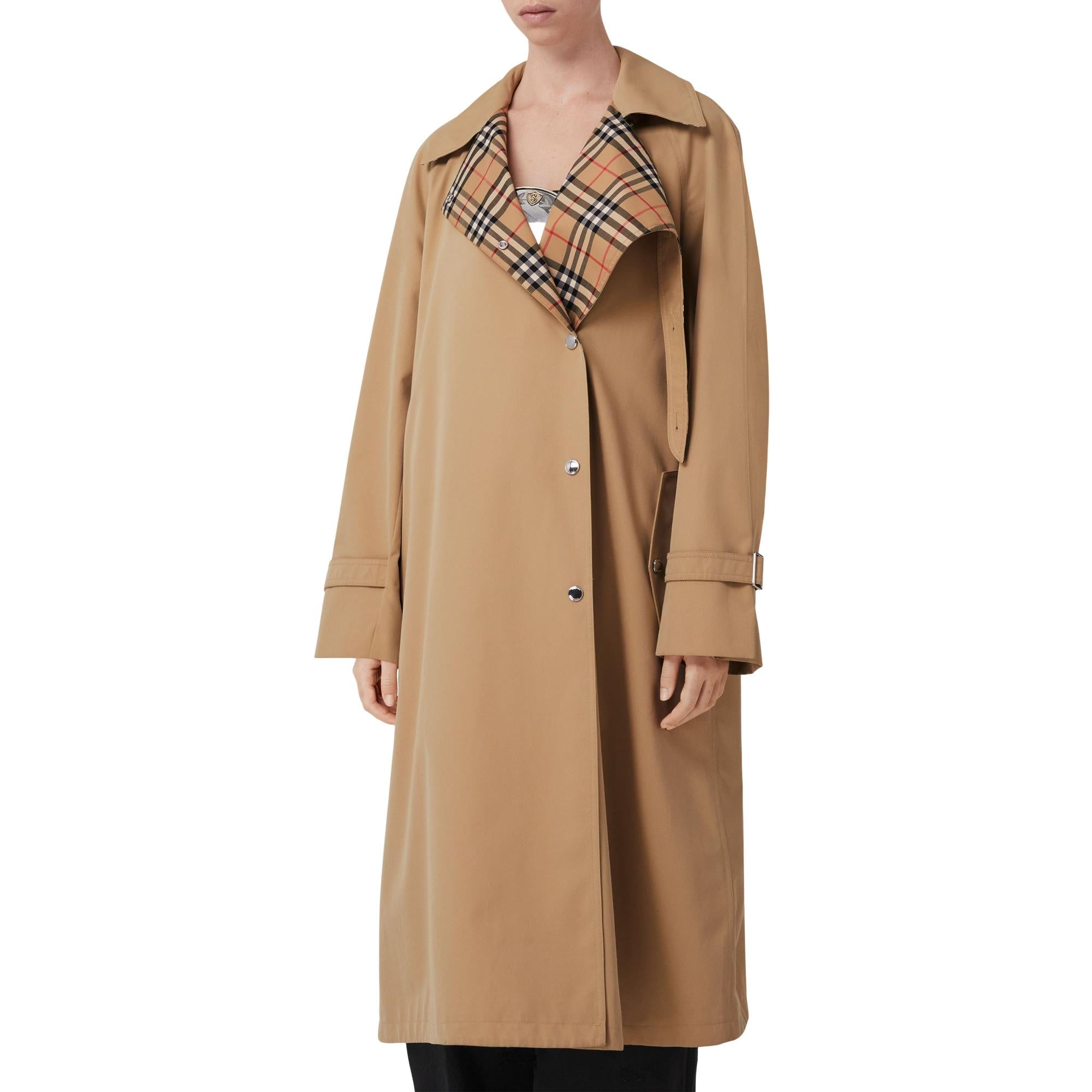 드로스트링 디테일 코튼 개버딘 카 코트