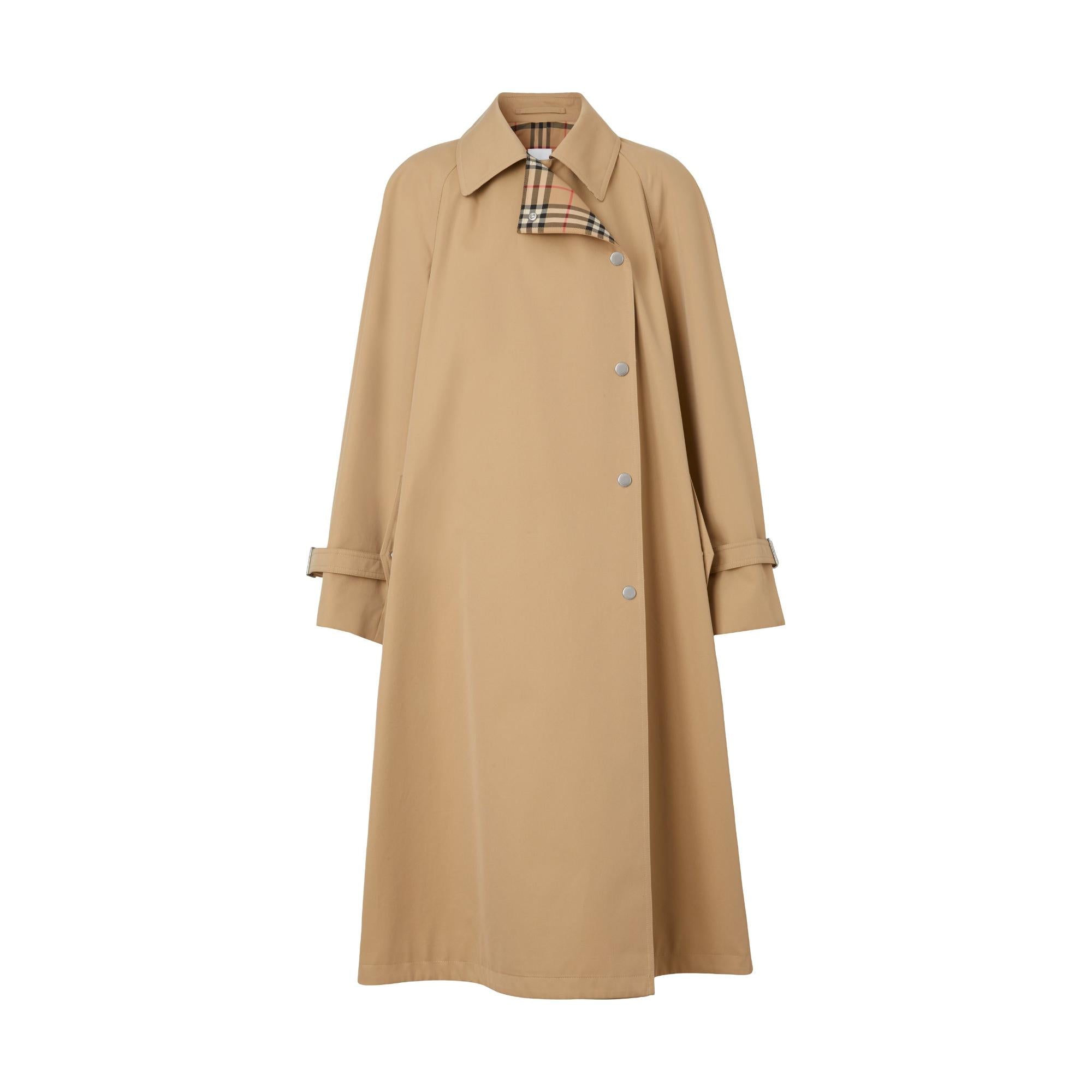 드로스트링 디테일 코튼 개버딘 카 코트