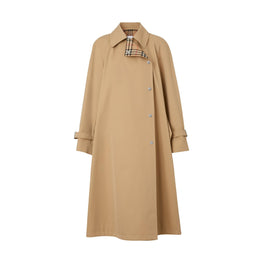 드로스트링 디테일 코튼 개버딘 카 코트