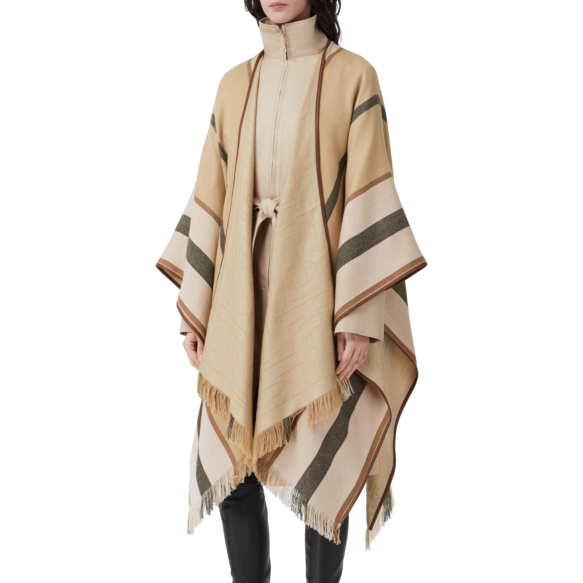 리버시블 모노그램 캐시미어 실크 자카드 케이프