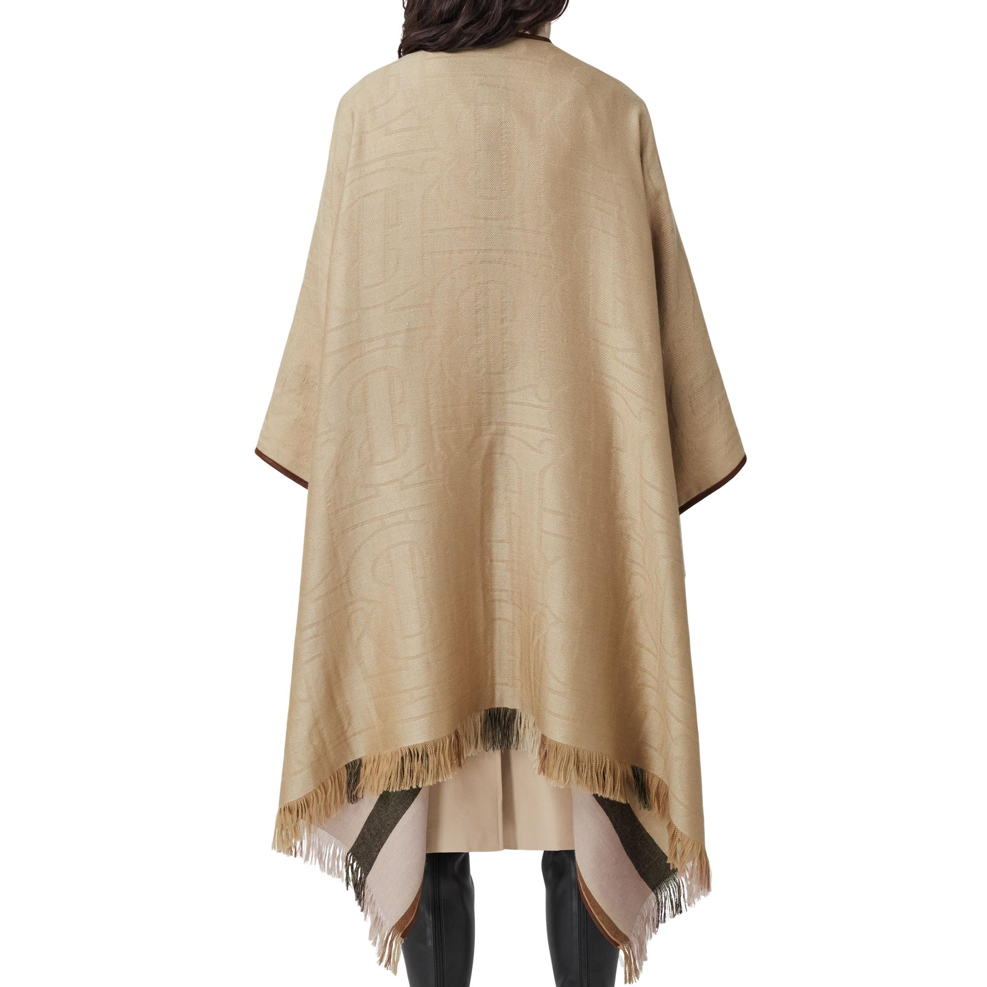 리버시블 모노그램 캐시미어 실크 자카드 케이프