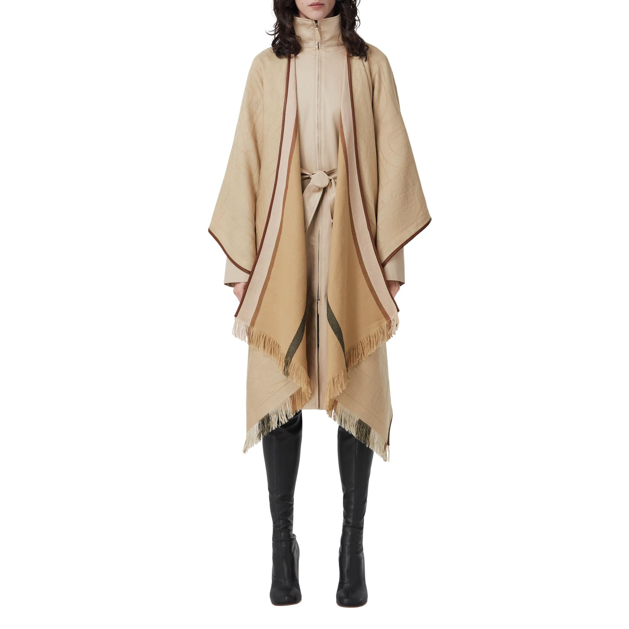 리버시블 모노그램 캐시미어 실크 자카드 케이프