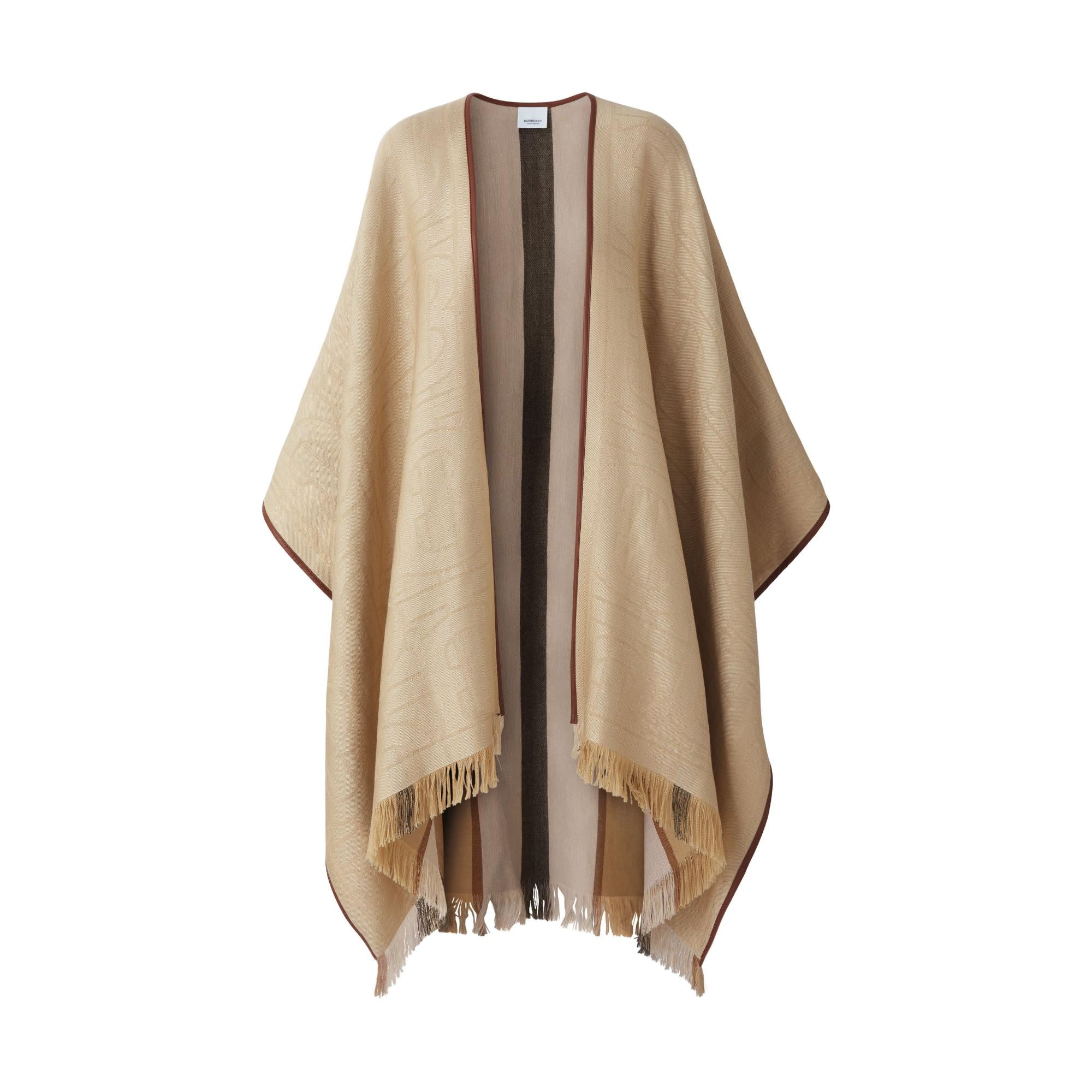 리버시블 모노그램 캐시미어 실크 자카드 케이프