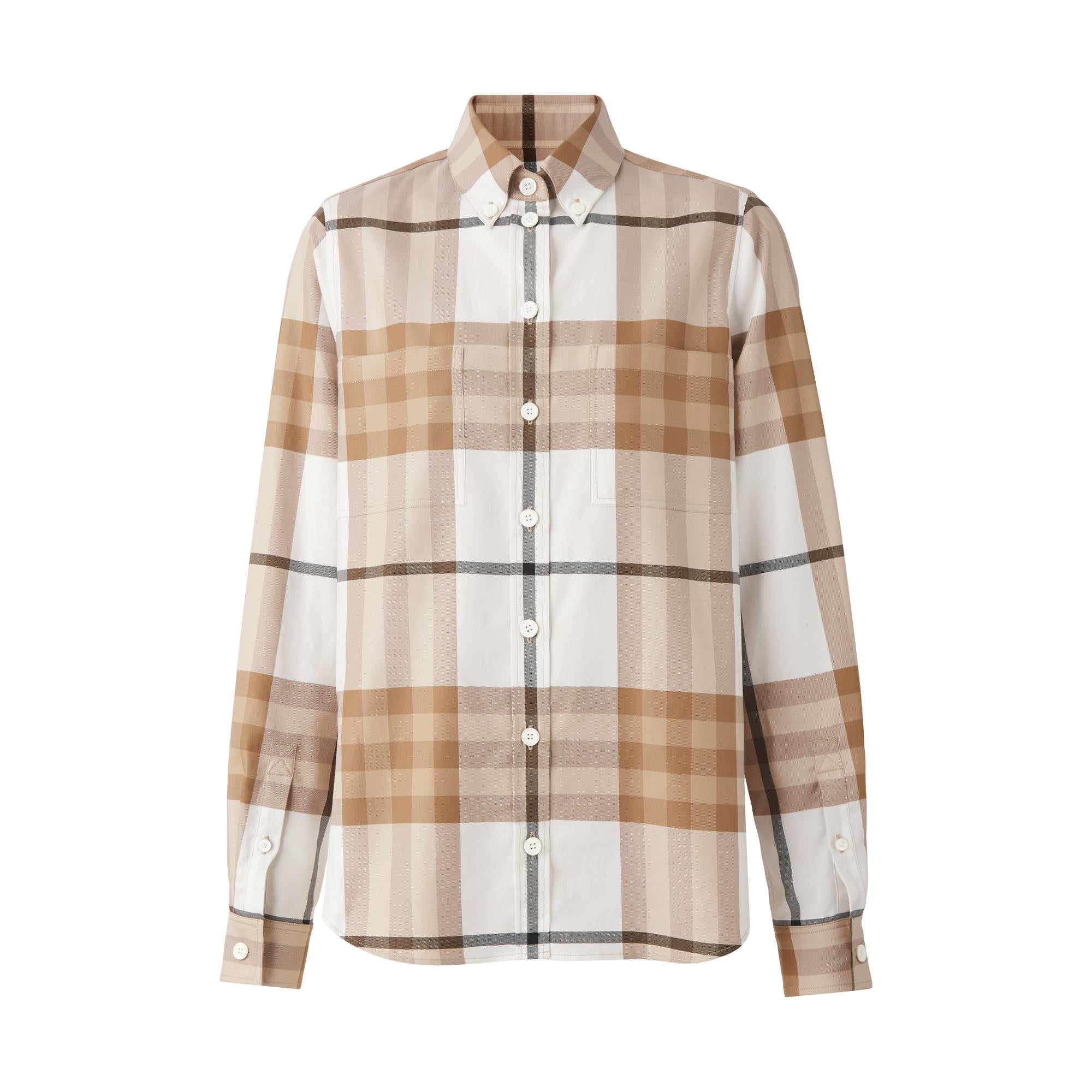 체크 코튼 트윌 셔츠