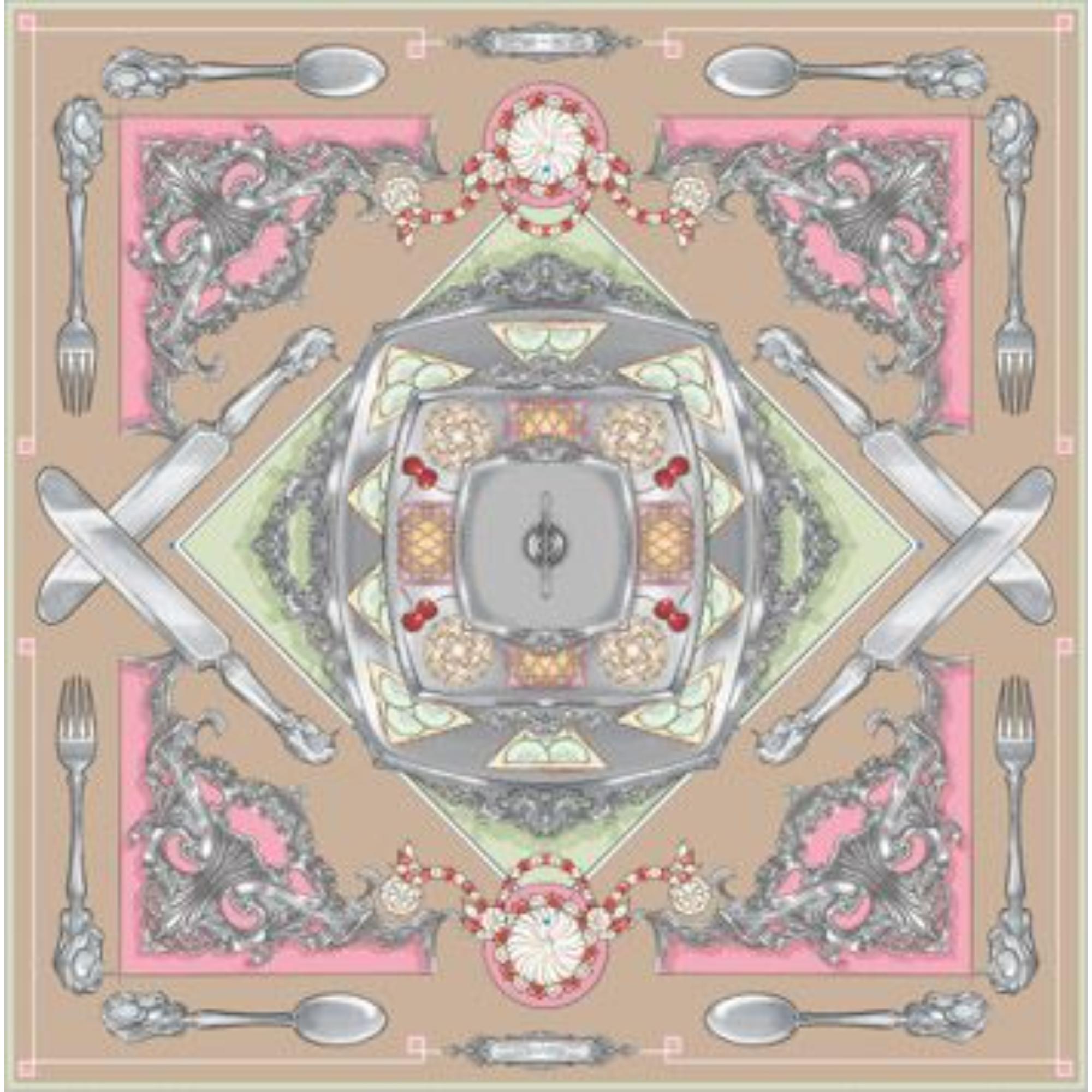 실버웨어 프린트 실크 스퀘어 스카프