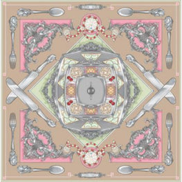 실버웨어 프린트 실크 스퀘어 스카프