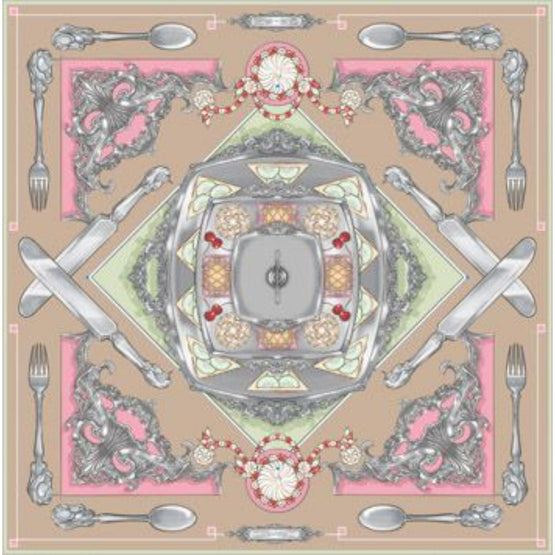 실버웨어 프린트 실크 스퀘어 스카프