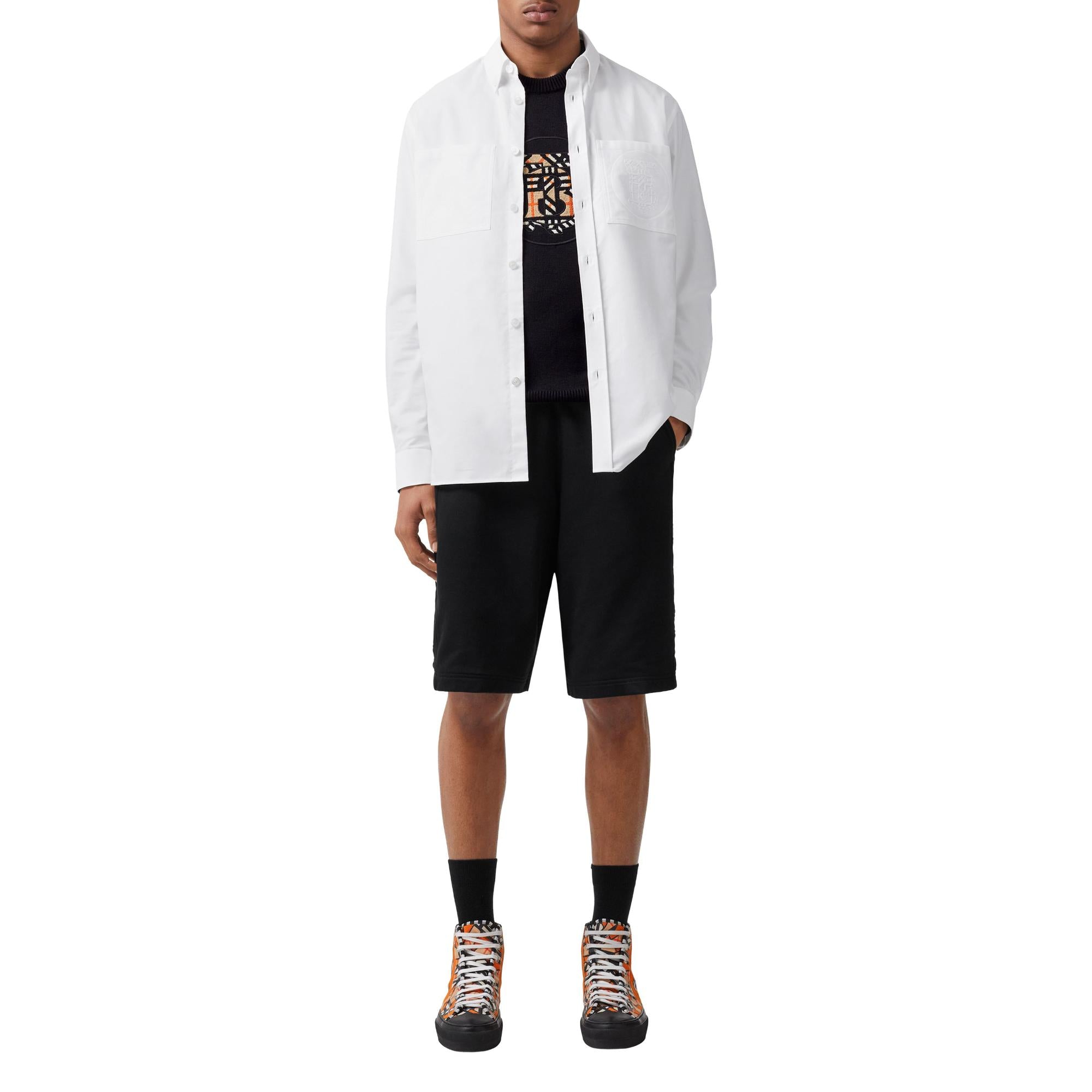 모노그램 모티프 코튼 옥스퍼드 셔츠