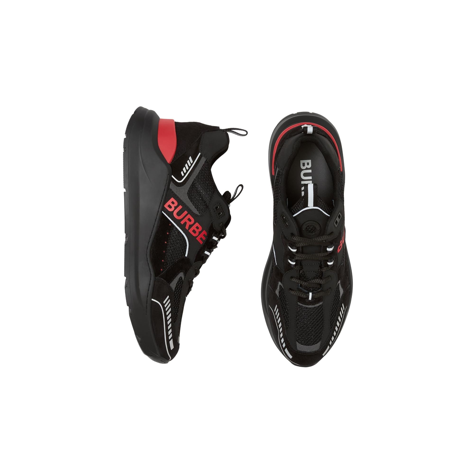 로고 프린트 스웨이드 메시 스니커즈