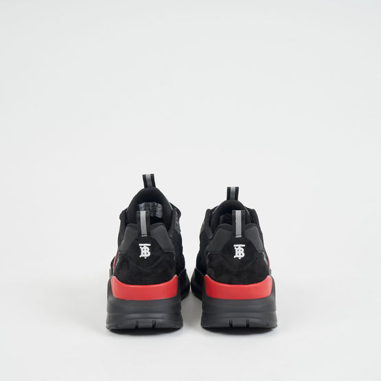 로고 프린트 스웨이드 메시 스니커즈