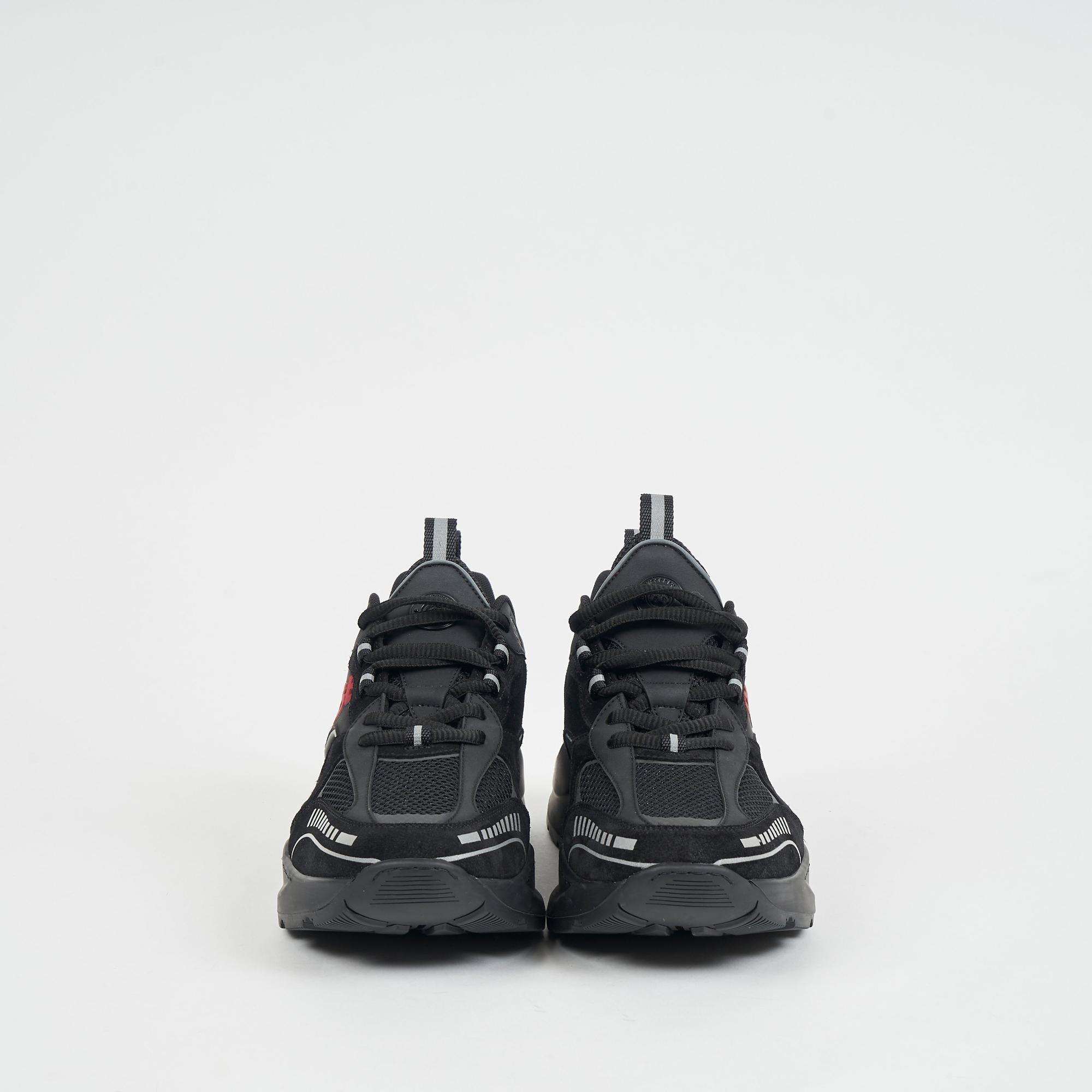 로고 프린트 스웨이드 메시 스니커즈