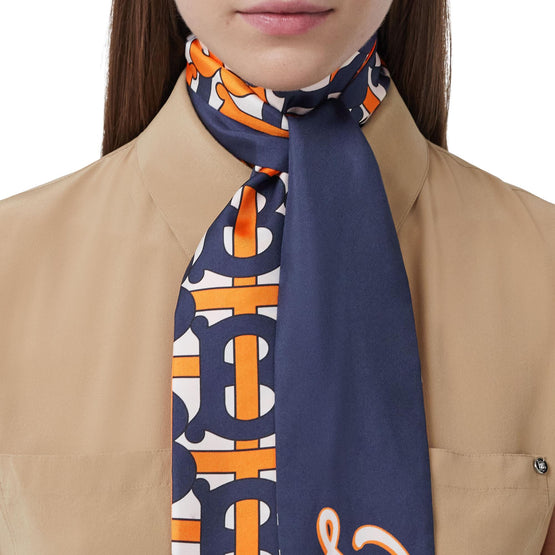 몽타주 프린트 실크 스키니 스카프