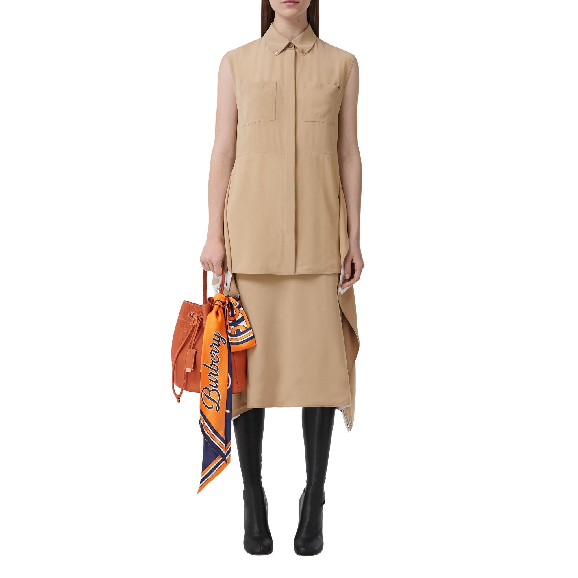 몽타주 프린트 실크 스키니 스카프