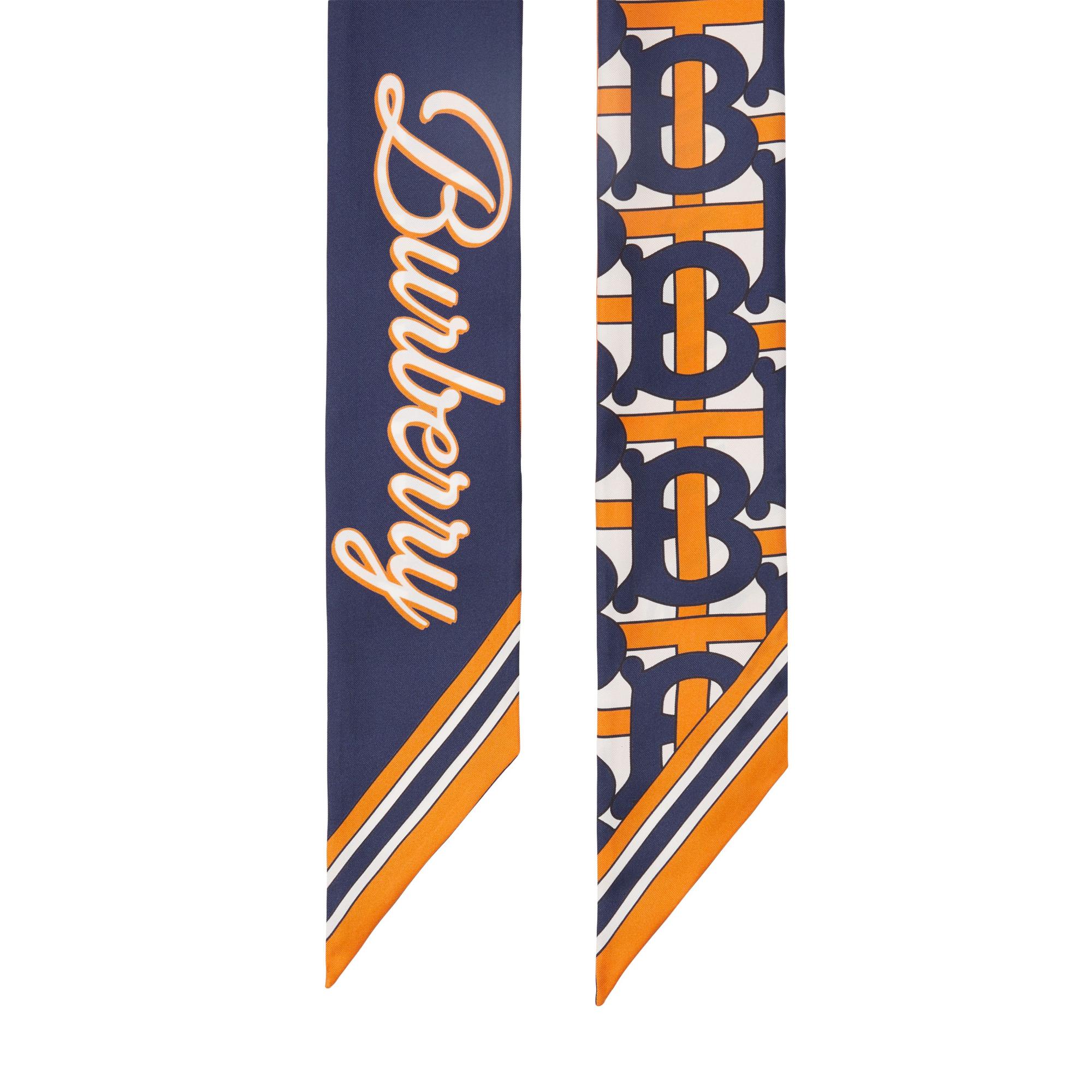 몽타주 프린트 실크 스키니 스카프