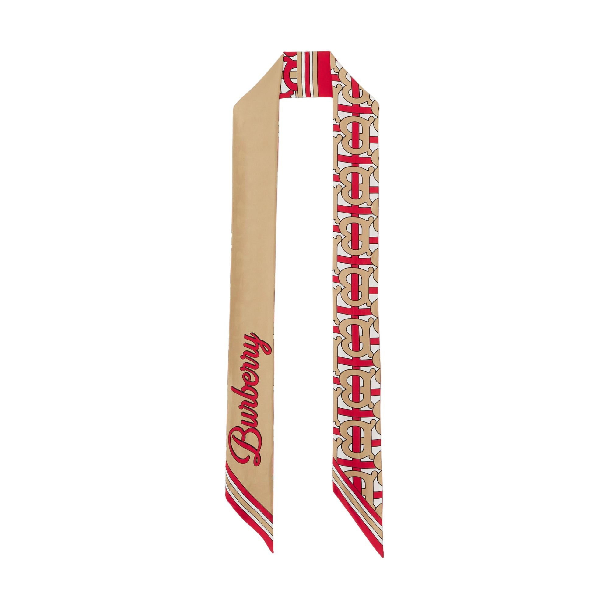 몽타주 프린트 실크 스키니 스카프