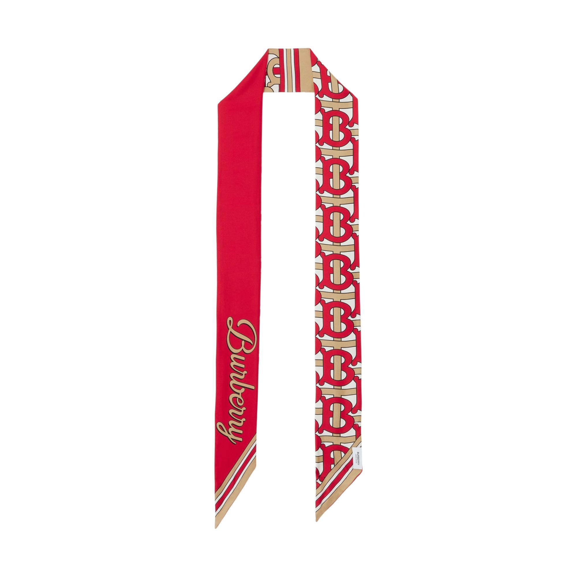 몽타주 프린트 실크 스키니 스카프