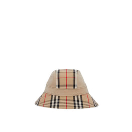 빈티지 체크 패널 코튼 개버딘 버킷 햇