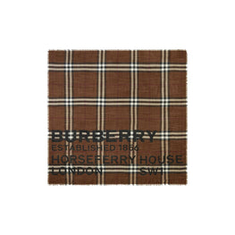 로고 체크 울 실크 스카프