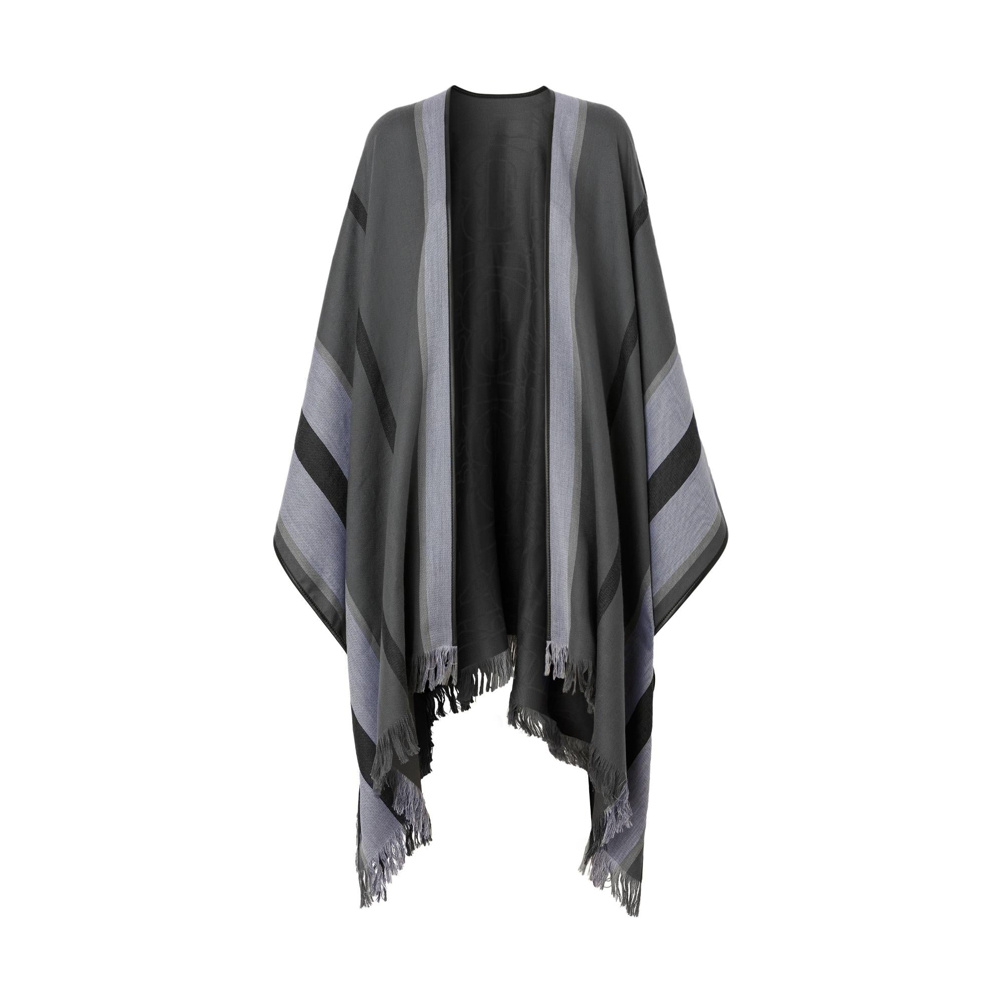 모노그램 모티프 캐시미어 실크 자카드 케이프