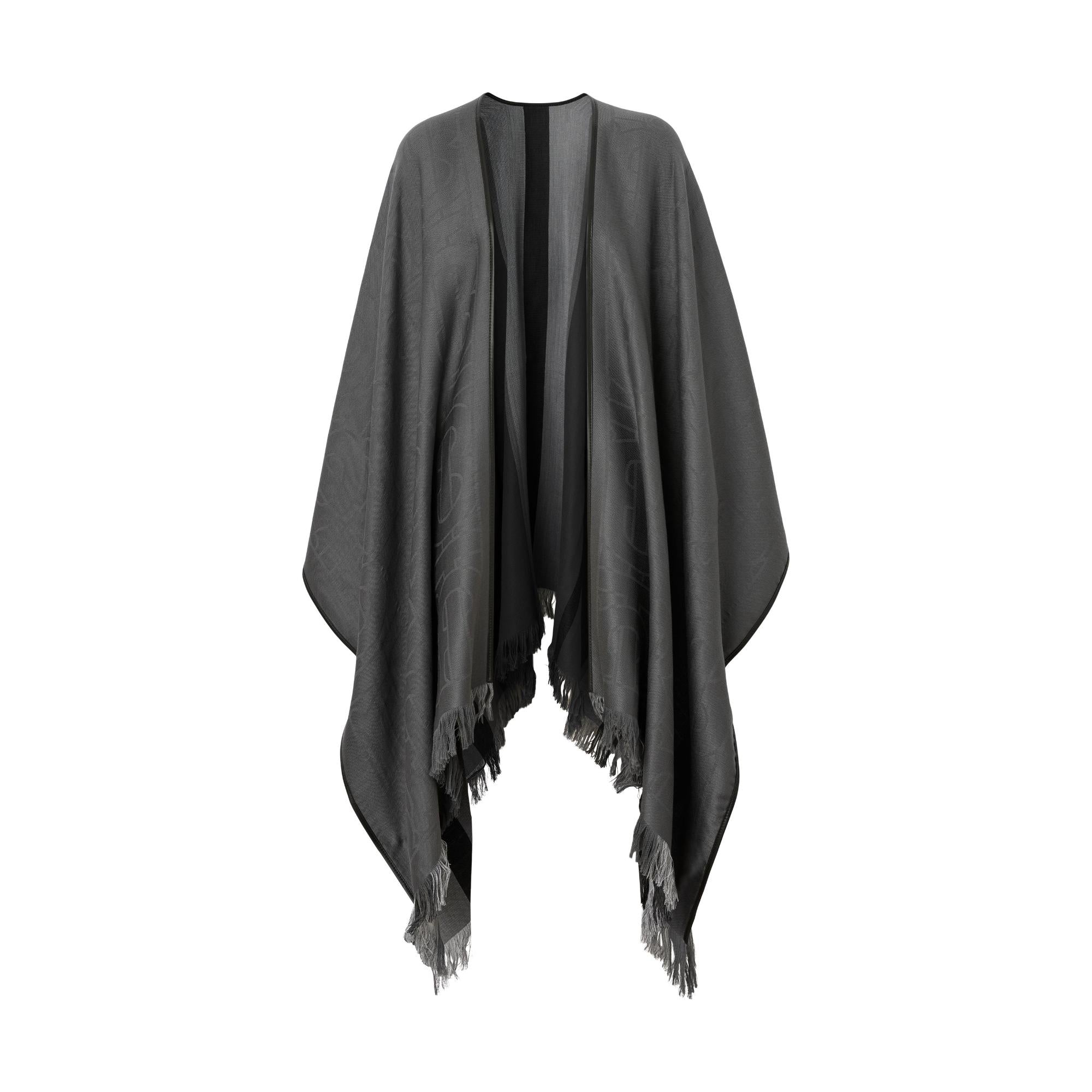 모노그램 모티프 캐시미어 실크 자카드 케이프