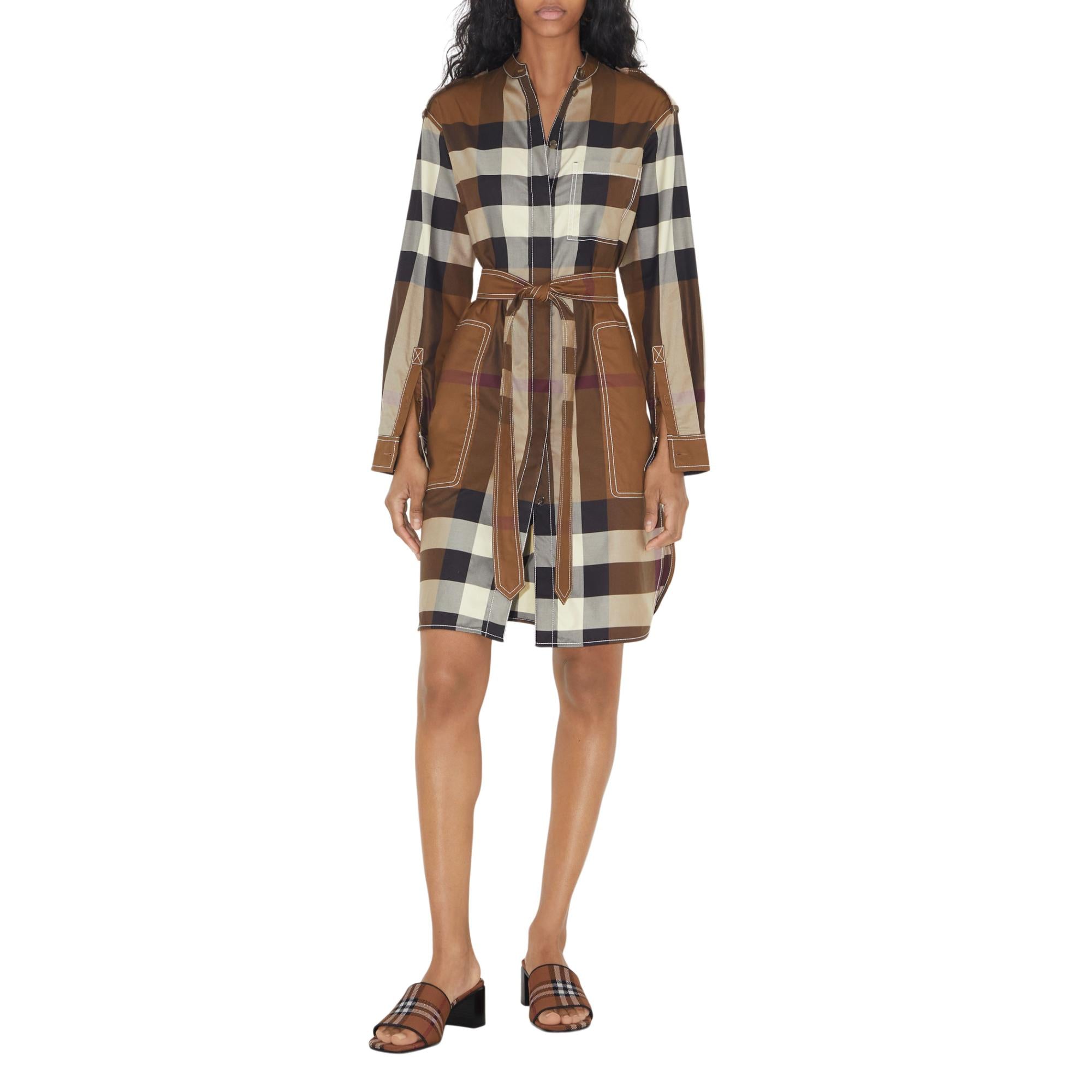 체크 코튼 셔츠 드레스