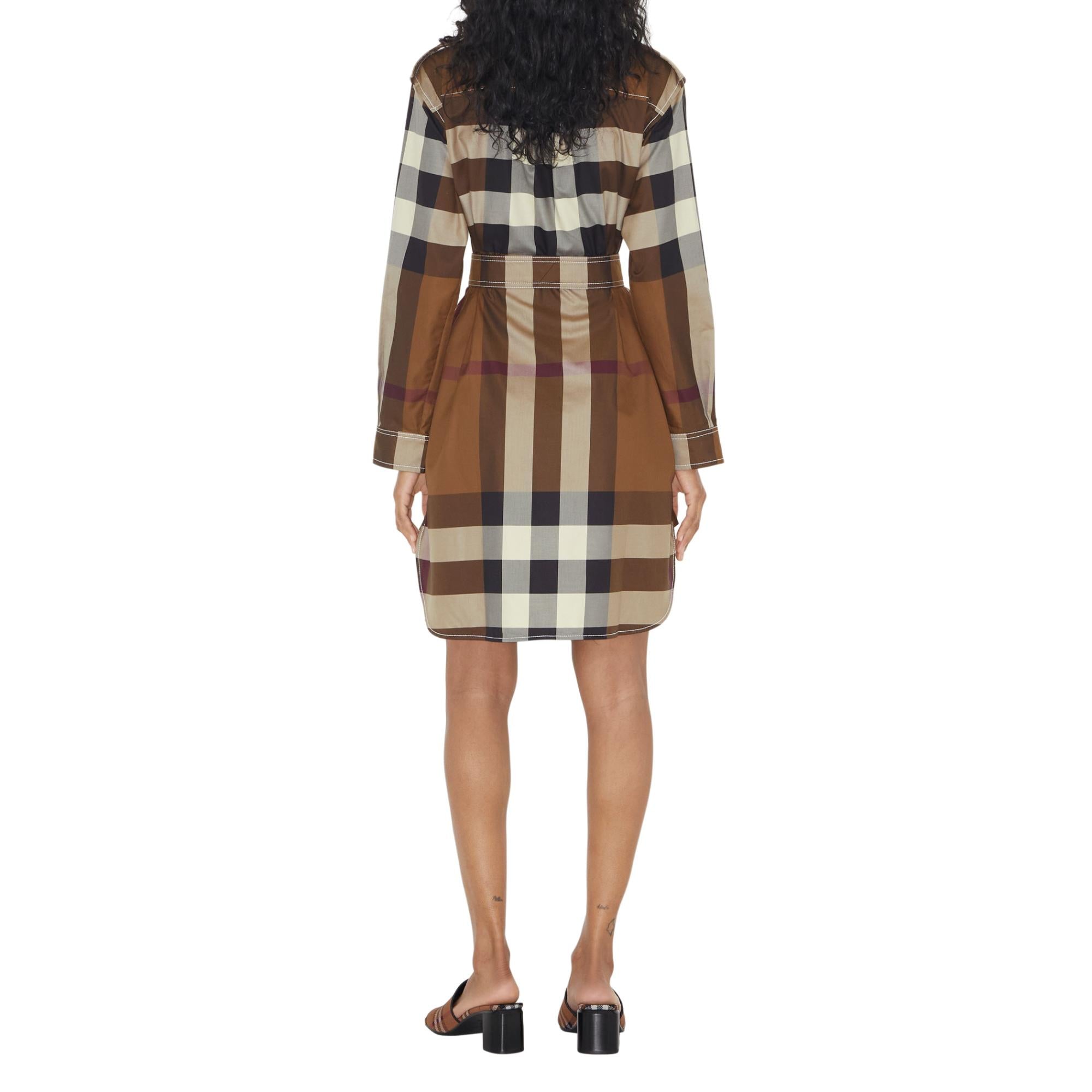 체크 코튼 셔츠 드레스