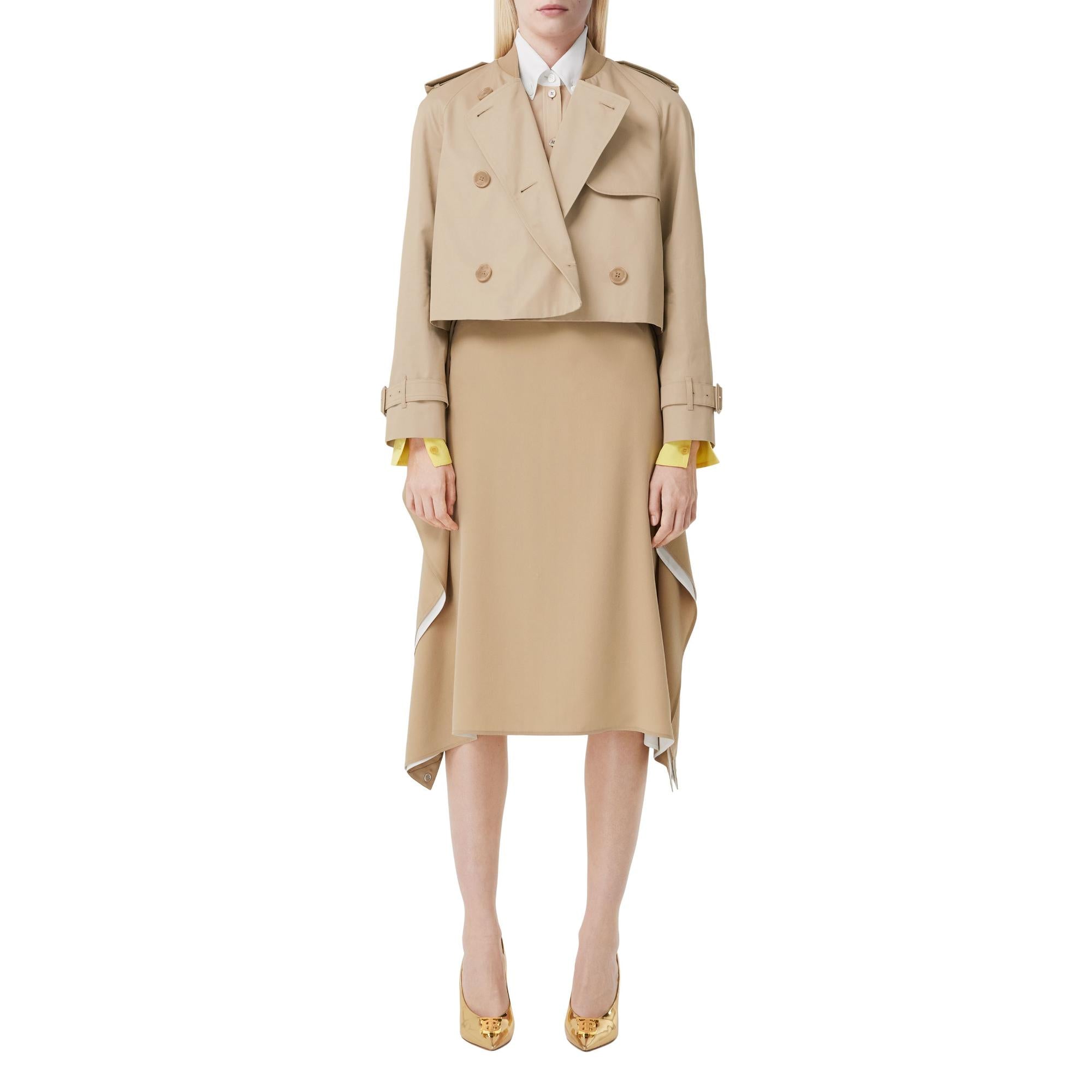 코튼 개버딘 크롭 트렌치코트