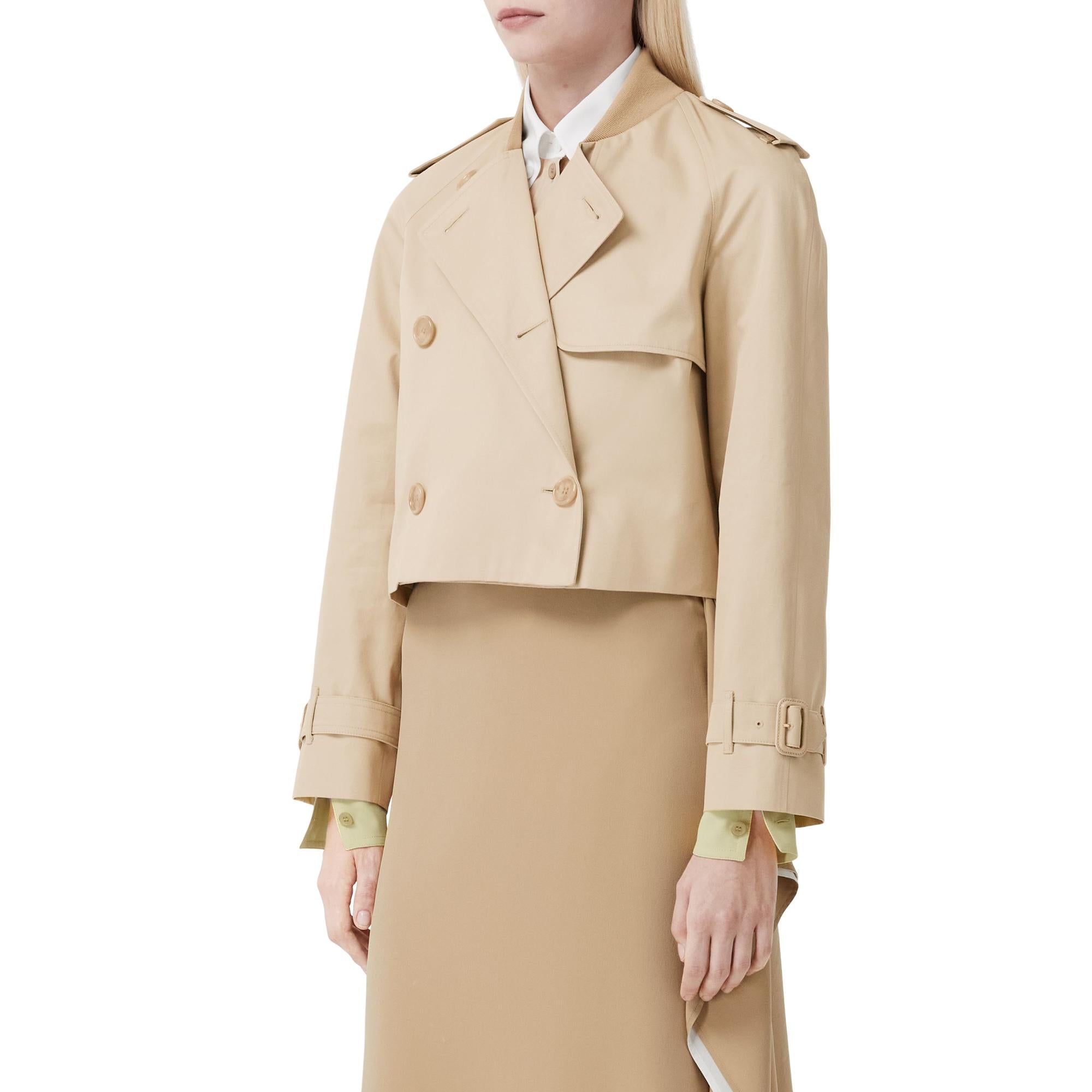 코튼 개버딘 크롭 트렌치코트