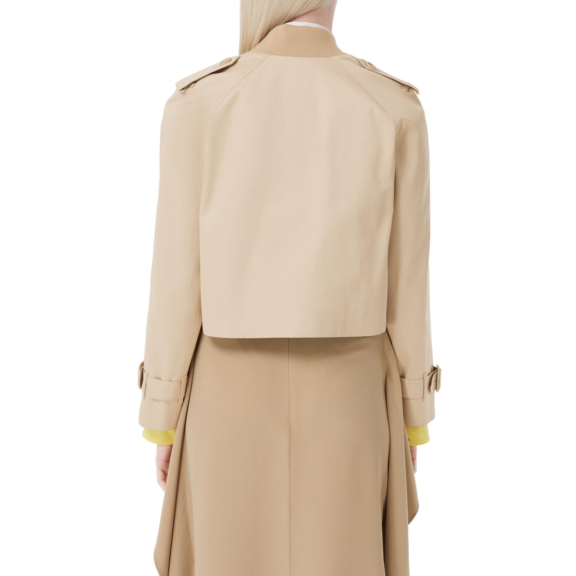 코튼 개버딘 크롭 트렌치코트