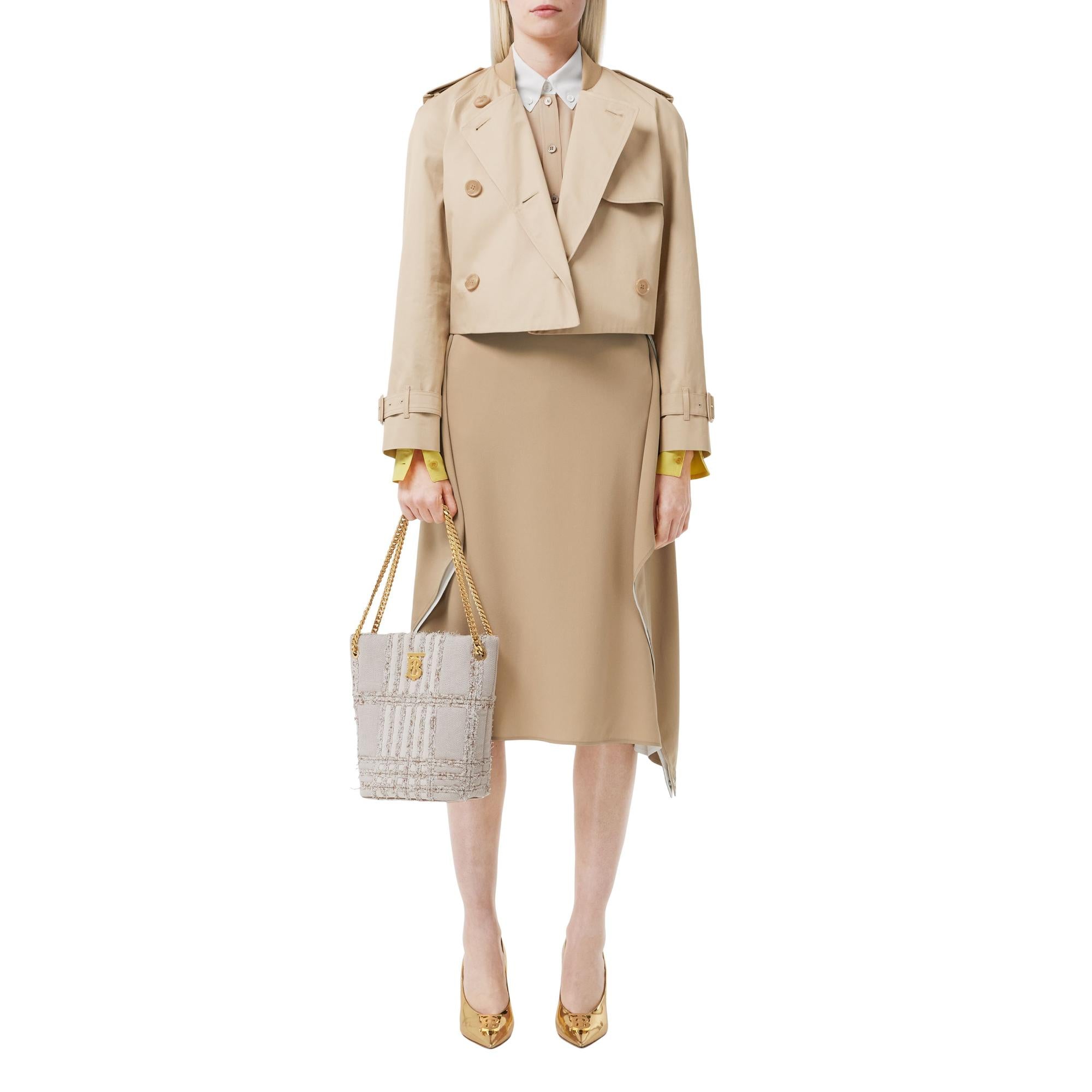 코튼 개버딘 크롭 트렌치코트