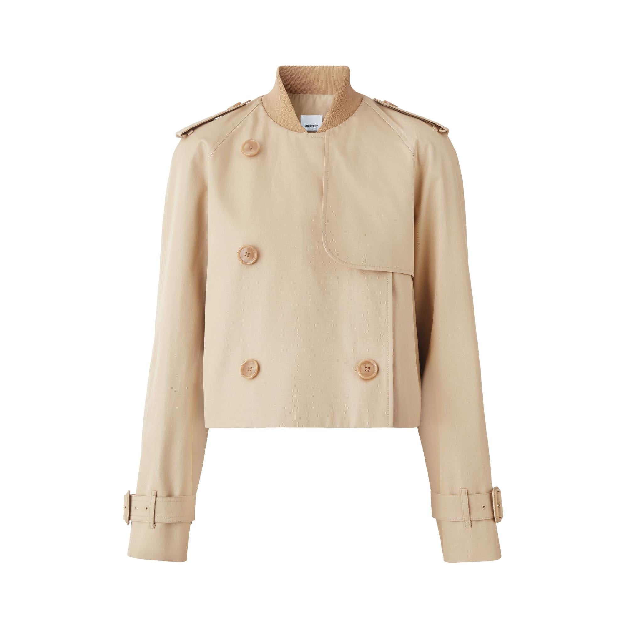 코튼 개버딘 크롭 트렌치코트