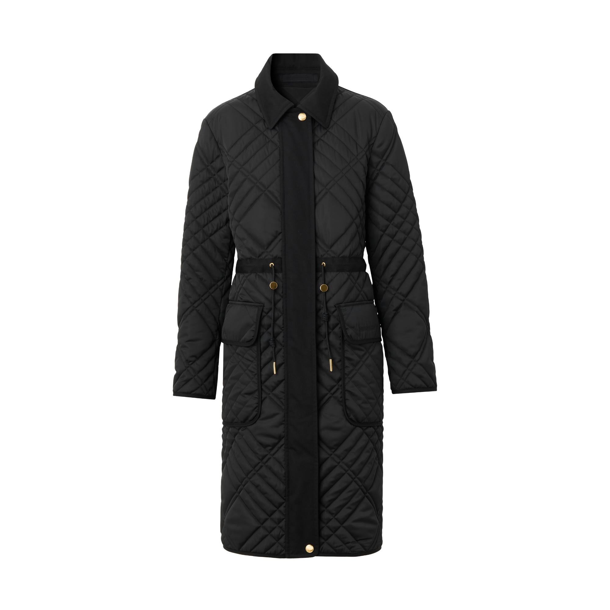 엠브로이더리 로고 퀼팅 코트