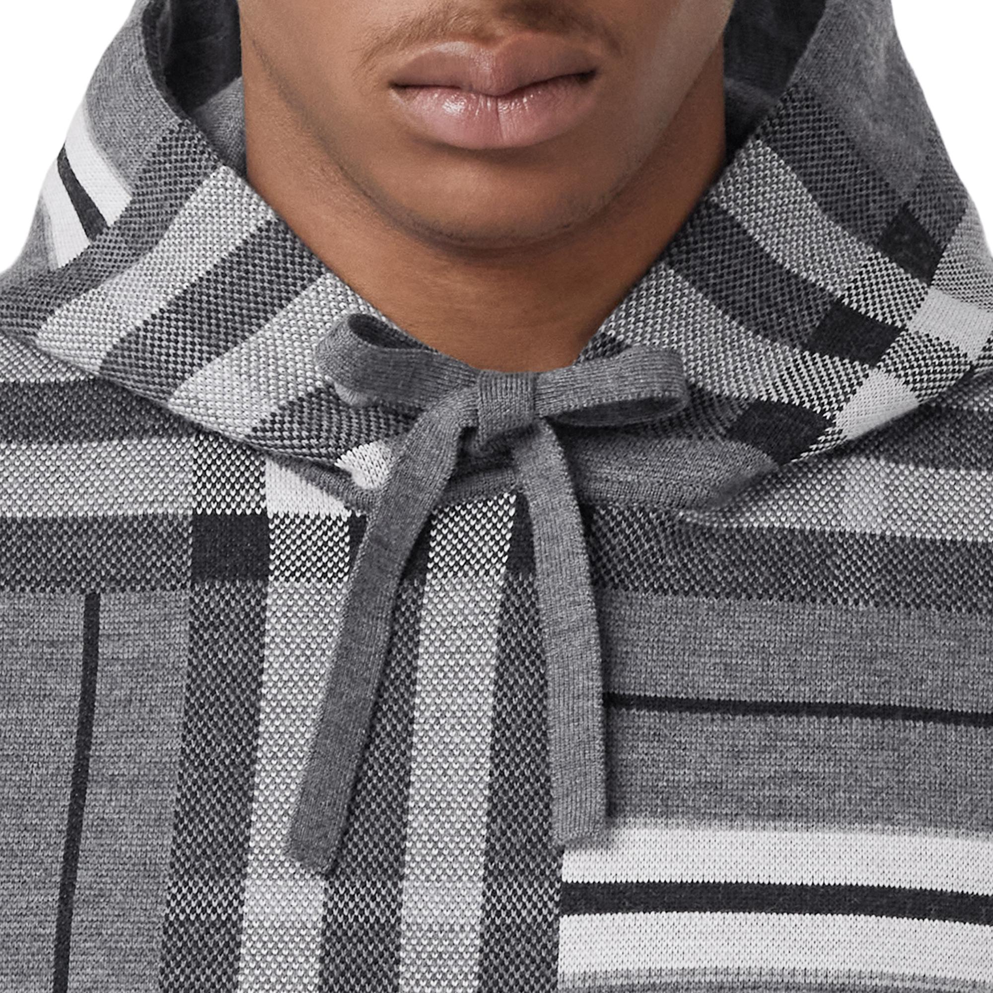 체크 스트라이프 울 블렌드 자카드 후디