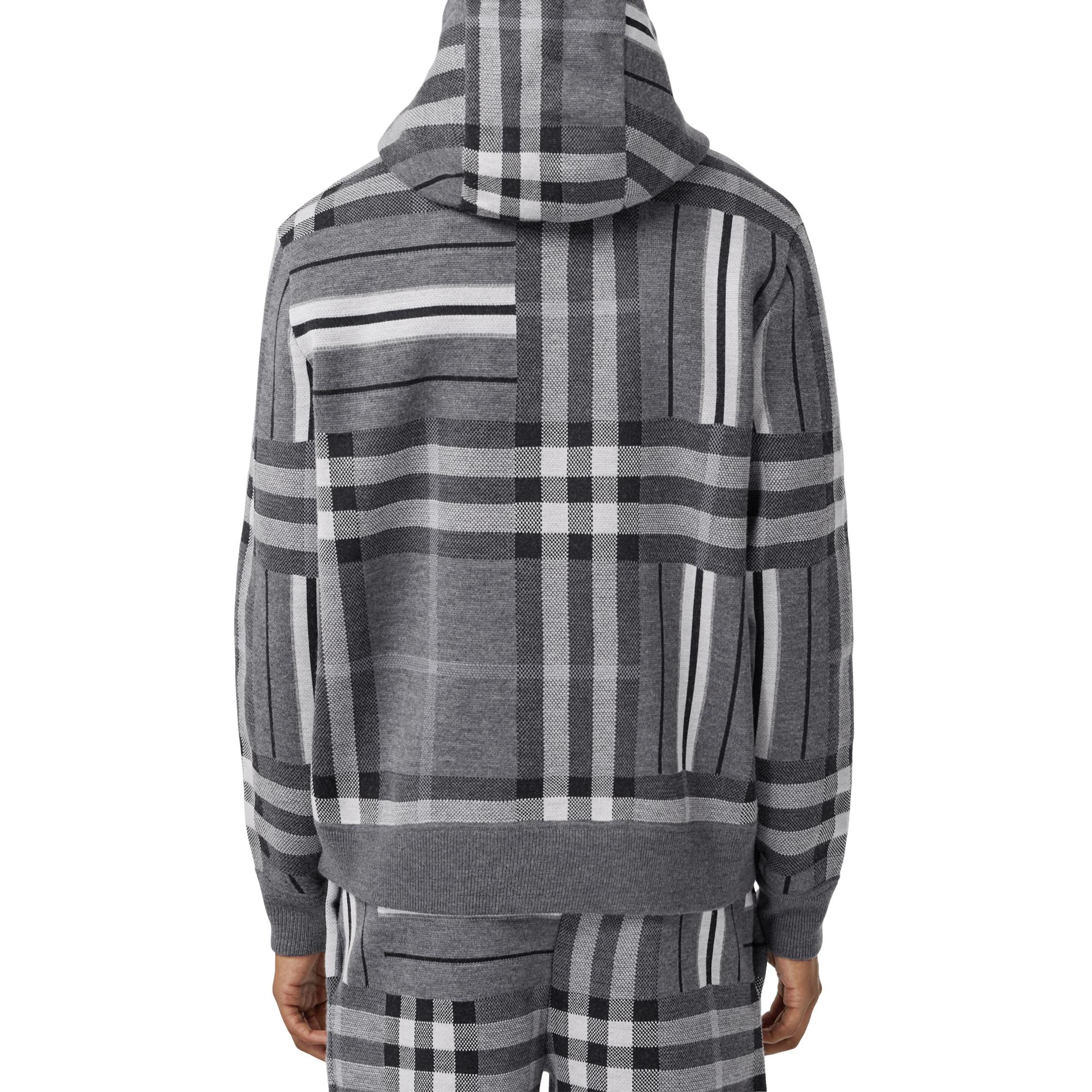 체크 스트라이프 울 블렌드 자카드 후디