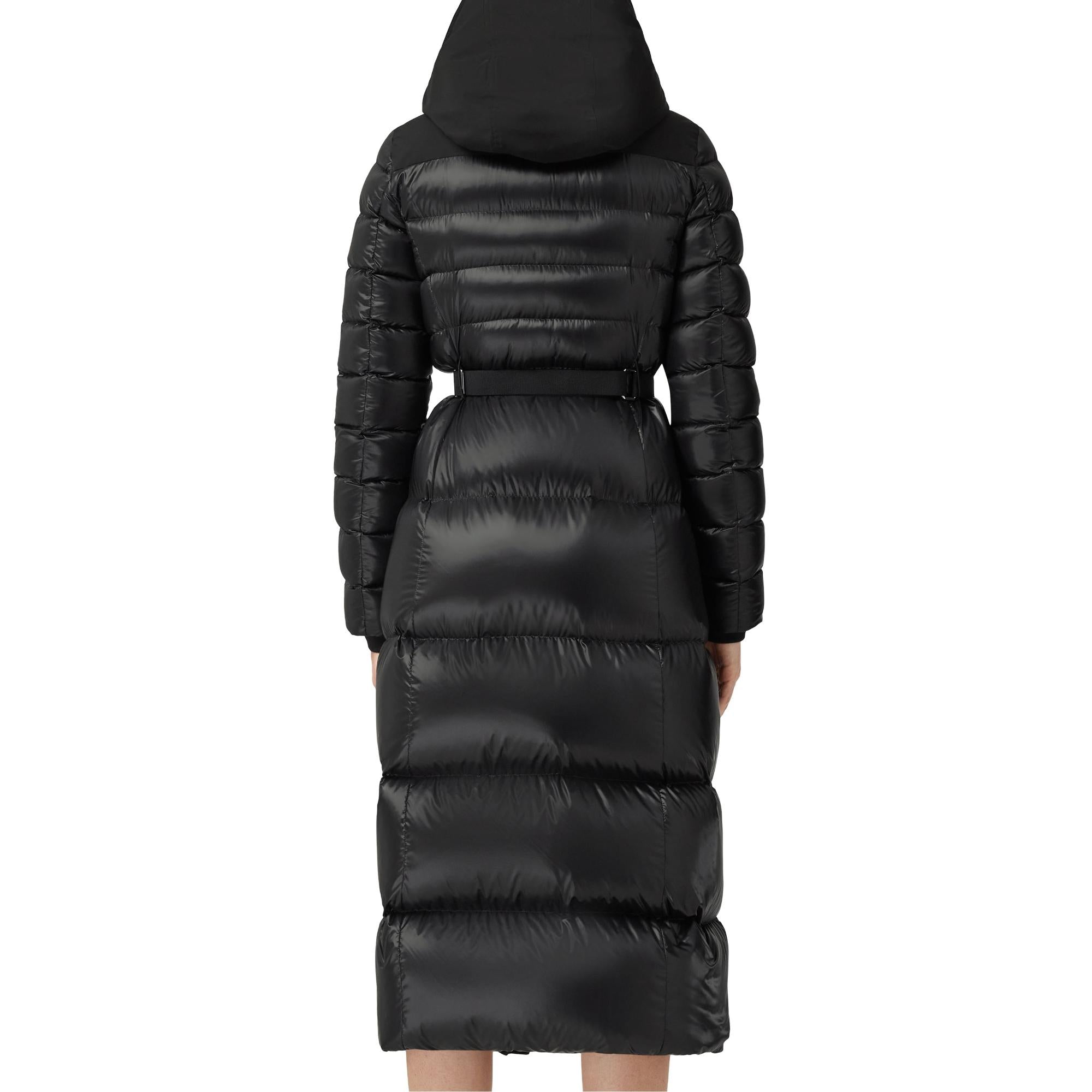 컨트라스트 후드 나일론 퍼퍼 코트